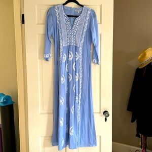 Sulu blue and white resort dress